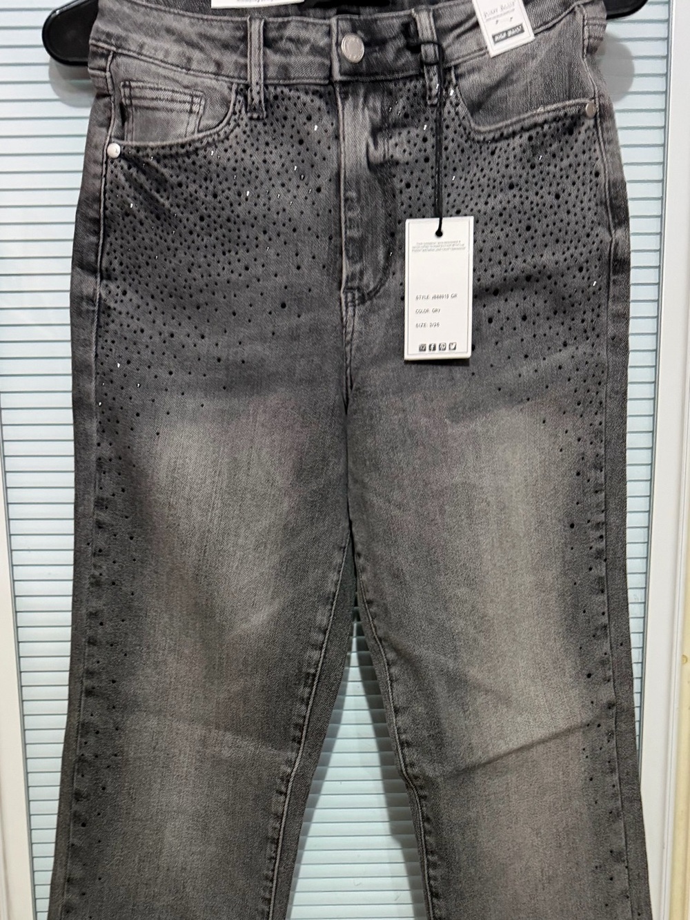 Gray Studded Women's Jeans - Judy Blue
